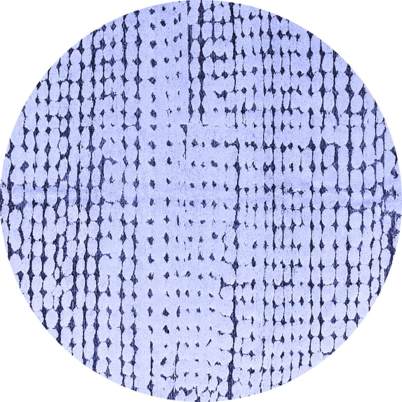 Ahgly Company Machine Washable Indoor Round Solid Blue Modern Area Rugs, 6' Round