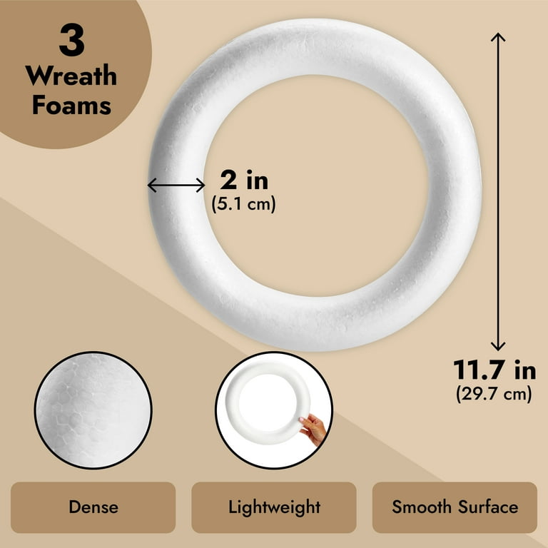 3 Inch Foam Wreath Forms Round Craft Rings for DIY Art Crafts Pack of 2