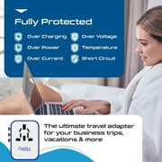 Ceptics Universal Travel Adapter Plug World Power W/ 4 USB Ports - Charge Cell Phones, Smart Watches, iPhones - For International Europe, China, UK, UAE, Australia - Type A, C, G, I