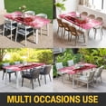 thumbnail image 5 of Valentine's Day Table Cloths for 8 Foot Rectangle Tables, Red Plaid Truck Love Roses Leaves Pink Patio Waterproof Elastic Fitted Tablecloths, Washable Rectangular Table Cover for Camping, 5 of 8