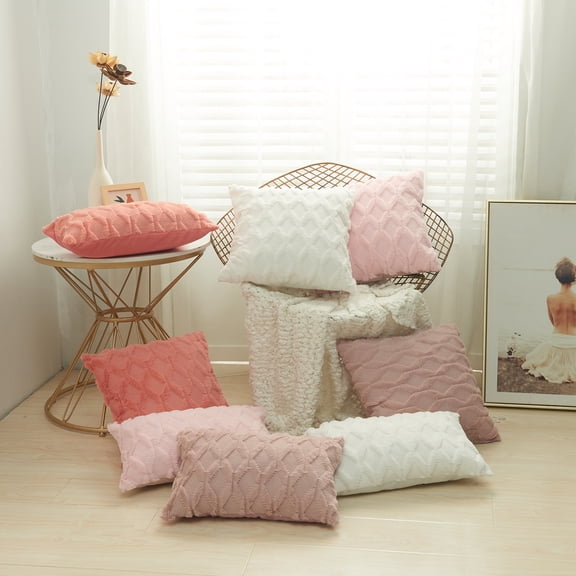 Dengjunhu Soft Plush Short Wool Velvet Decorative Throw Pillow Covers 18x18 inch/12x20 inch Square Luxury Style Cushion Case Pillow Shell for Sofa Bedroom