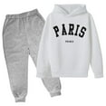 thumbnail image 3 of WOYY Little Girls Casual Hoodie Set Paris Print Hooded Sweatshirt Pants Sweatsuit, Sizes 5-6, 3 of 3