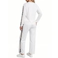 thumbnail image 5 of OYYN Women White 2 Piece Tracksuit Long Sleeve Pullover Jogger Pants Casual Activewear Set, 5 of 7