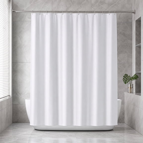 Solid Color Polyester Shower Curtain Thickened Waterproof Fabric Panel Water Repellent Bath Tub Partition Liner with Reinforced Metal Grommets for Hotel Home, 70.87" x 70.87", AKLJWH