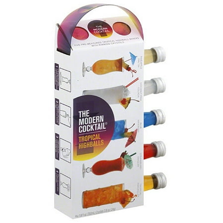 The Modern Cocktail Tropical Highballs Mixers with Rimming Crystals Variety Pack, (Pack of 6)
