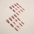 thumbnail image 4 of Fofosbeauty 24pcs Press on False Nails Tips, Coffin Fake Acrylic Nails, Warm Brown Stripes, 4 of 9