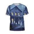thumbnail image 5 of Halloween Mens T-Shirts, Halloween Cartoon Ghost Castle Short Sleeve Crew Neck Soft T Shirts for Man Halloween Party Costume, 5 of 7