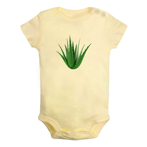 Nature Pattern Aloe Vera Rompers For Babies, Newborn Baby Unisex Bodysuits, Infant Jumpsuits, Toddler 0-24 Months Kids One-Piece Oufits (Yellow, 0-6 Months)