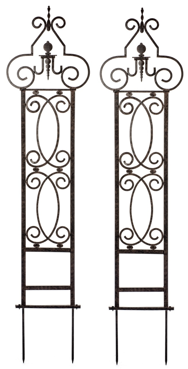 H Potter 2 Metal Garden Trellises Wrought Iron Scroll Brown 19"W x 67"Tall