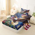 thumbnail image 2 of Manfei Bald Eagle Us Flag Twin Sheets,Patriotic Holiday Firework Bedding,Blue Brown Green,3 Pieces,1 Fitted Sheet and 1 Pillowcase, 2 of 6