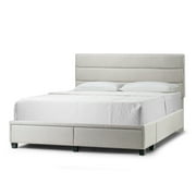 Glamour Home Arnia Modern Fabric Queen Bed with Two Storage Drawers in Beige