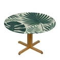 thumbnail image 3 of PIKWEEK Tablecloths Tropical Palm Leaves Jungle Leaf Round Table Cover White, 3 of 8
