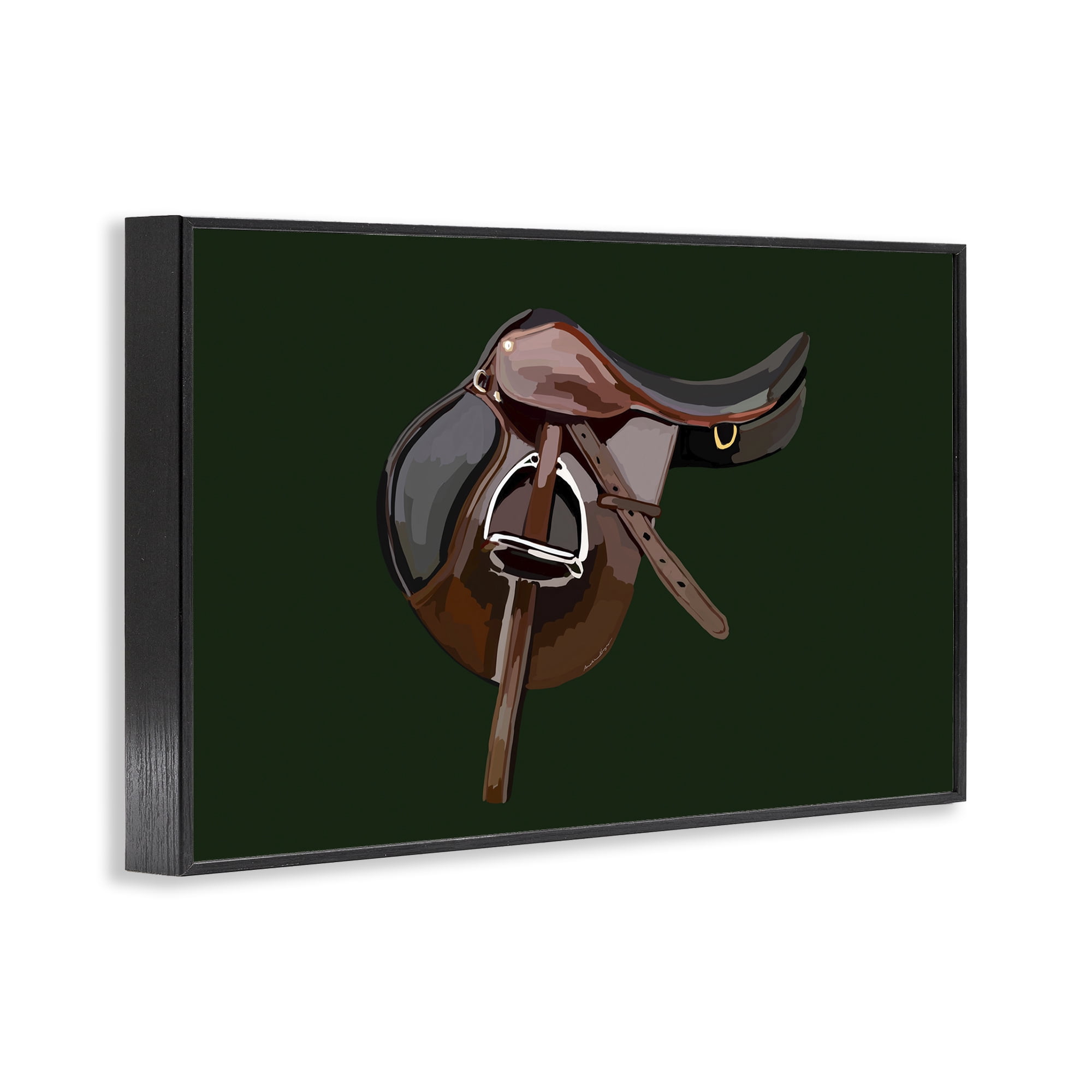Stupell Industries Western Horse Saddle Abstract Painting Black Framed Art Print Wall Art, 18 x 12