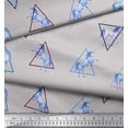 thumbnail image 2 of Soimoi Gray Japan Crepe Satin Fabric Unicorn & Triangle Geometric Decor Fabric Printed Yard 42 Inch Wide, 2 of 3