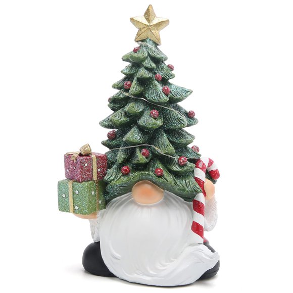 Hodao Christmas Tree Gnomes Handmade Christmas Resin Gnomes Holiday Present, 7.5''H Winter Table Christmas Tree Christmas Decorations Indoor Home Decor Display on Mantel or Window Sill