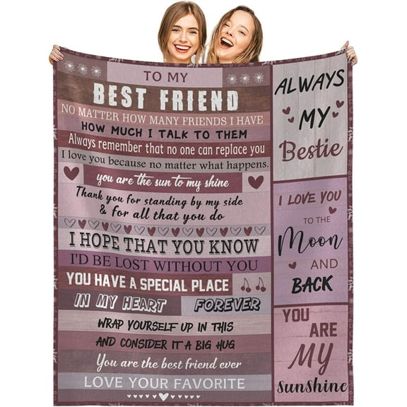Best Friend Blanket, for Women, Best Friend Birthday Gifts for Women, Friendship Gifts for Women Friends, Throw Blankets for Bed Sofa Couch Travel (Red, 50x60)