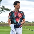 thumbnail image 4 of Cauagu Red Flame Wolf Head Print Men's Polo Shirts, Short-Sleeve Polo Shirts for Men Performance Golf Shirt Athletic Casual Collared T-Shirt-Large, 4 of 8