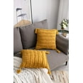 thumbnail image 4 of ZECATL Yellow Throw Pillow Covers: 2 Pack 18x18 Inch Boho Striped Cotton Linen Rectangular Decorative Pillow Cases with Tassels for Farmhouse Couch Sofa Chair, 4 of 8