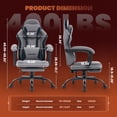thumbnail image 3 of JONPONY Big and Tall 400LBS Gaming Chair with Foot Rest,Breathable Fabric for Home Office Desk, Ergonomic High Back Computer Chair with Headrest & Lumbar Support, Dark Grey, 3 of 9