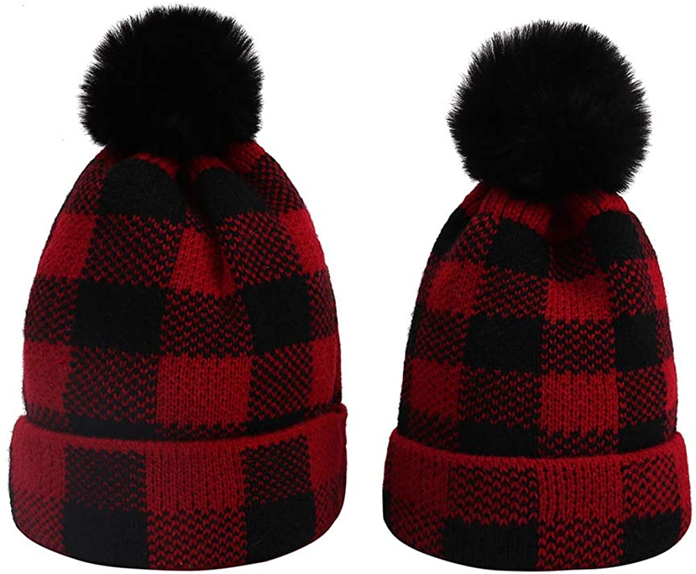Buffalo-Plaid-Knit-Hat for Women 