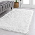 thumbnail image 2 of YJ.GWL Fluffy Faux Sheepskin Plush Area Rug Soft Fuzzy Rugs Floor Carpet for Bedroom Living Room,3'x 5',White, 2 of 7