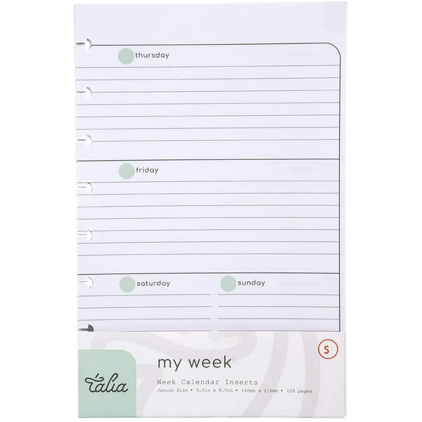 Talia Discbound Notebook Refills (Junior (5.5in x 8.5in), Horizontal