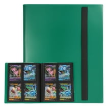 Uxcell 4 Pocket Trading Card Binder, PU Cover Card Collection Binder 160 Side Loading Card Binder Card Album Folder for TCG, Game Cards, Sports Cards(Green)