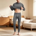 thumbnail image 2 of Frnrwgo Men's Thermal Underwear Set Fleece Lined Stand Collar Long Sleeve Base Layer XXS-XXL for Winter, 2 of 8