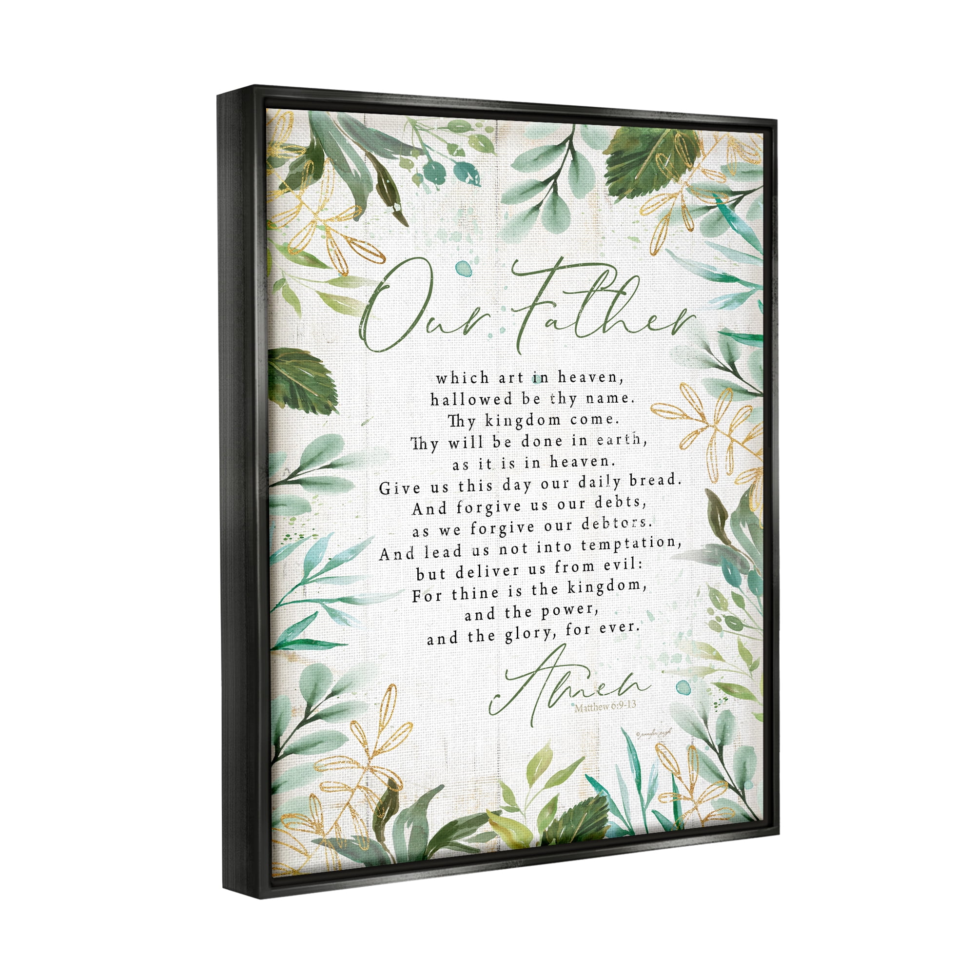 Stupell Industries Our Father Religious Prayer Religious Painting Black Floater Framed Art Print Wall Art