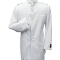 thumbnail image 2 of Mens Apollo  King  Banded Collarless suit Chinese Mandarin Wide leg AG98 White, 2 of 10