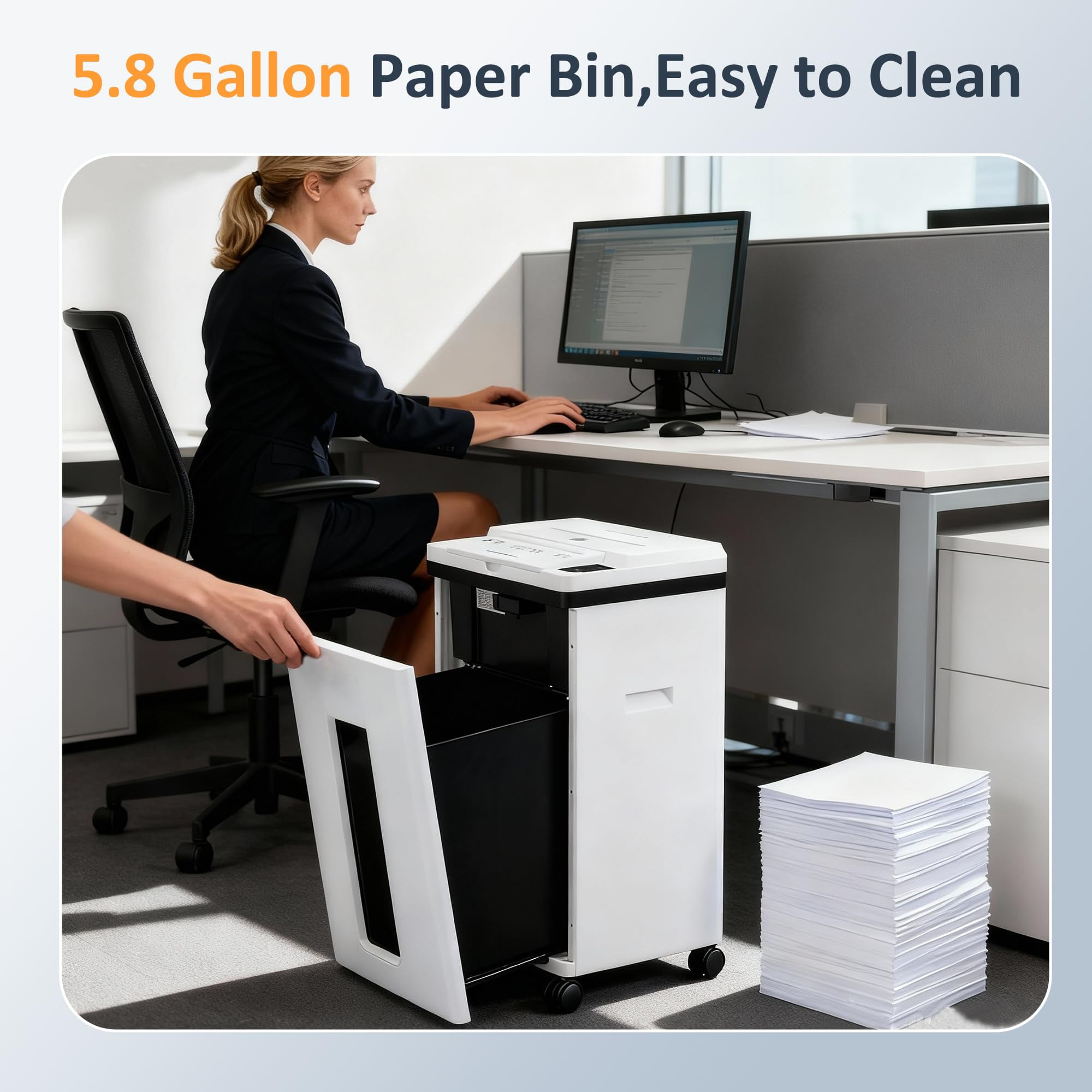 QUIETLEMON Heavy Duty Micro Cut Paper Shredder for Home Office, 200-Sheet Auto Feed & 7-Sheet Manual Shredding, P-5 Security, 5.8-Gal Bin, Shreds Paper, Credit Cards, Staples & Clips