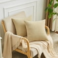 thumbnail image 2 of COOKCOK Decorative Square Throw Pillow Covers 18"x18" Inch Set of 2, Super Soft Chenille Pillows Cover Fall Pillowcase for Living Room Bedroom Sofa Couch Cushion Cover, Khaki, 2 of 9