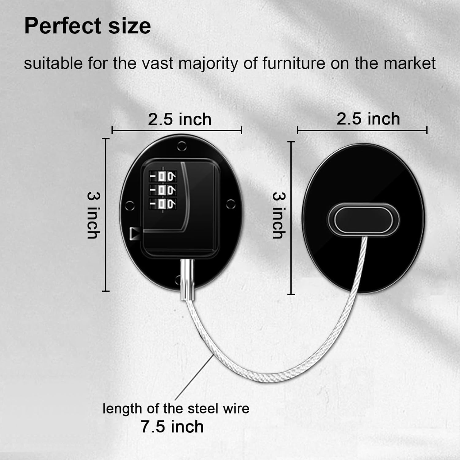 ABCISI Heavy Duty Combination Refrigerator Lock (4 Pack) - Fridge Lock for Fridge, Cabinets, Drawers, Window and Cabinet Locks Baby Proofing, Strong Non-Marking Adhesive No Drilling (Black)