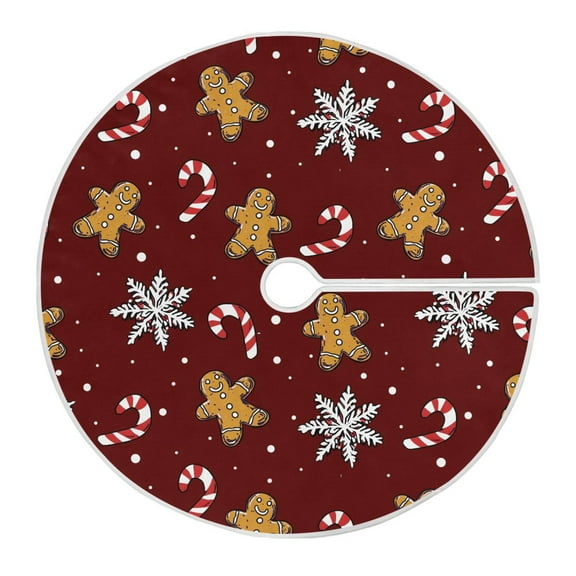 Ryvnso Christmas Tree Skirt Gingerbread Snowflake Xmas Tree Skirts Ornament Home Decorations 35.4"
