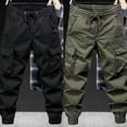 thumbnail image 2 of Skymirror Men Cargo Pants Drawstring Elastic Waist Loose Multi Pockets Solid Color Soft Breathable Ankle-banded Daily Sports Streetwear Hip Hop Long Trousers, 2 of 8
