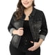 thumbnail image 1 of Chaqueta de mezclilla lavada de manga larga con cuello de solapa para mujeres de tallas grandes Agnes Orinda, con bolsillos, 5X negra, 1 of 8