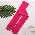 thumbnail image 2 of 2 Pcs 45cm Multicolore Femmes Long Dîner Mitaines Élastiques Gants de Robe Chauds Lait Mitaines Dames Mitaines Conduite Festival d'Automne Fête Rose Rouge, 2 of 8