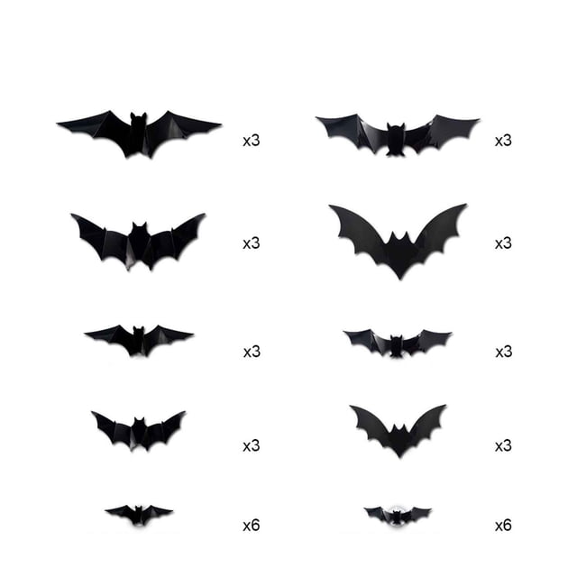 3D Halloween LED Night Light Bats Wall Stickers for Window Display, PVC Material with Glow Effect, Easy Adhesive Party Garage Decor