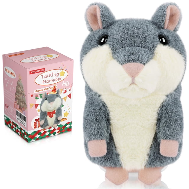 Juguete de hámster parlante TWORIVER para niños de 2 a 4 años, color gris