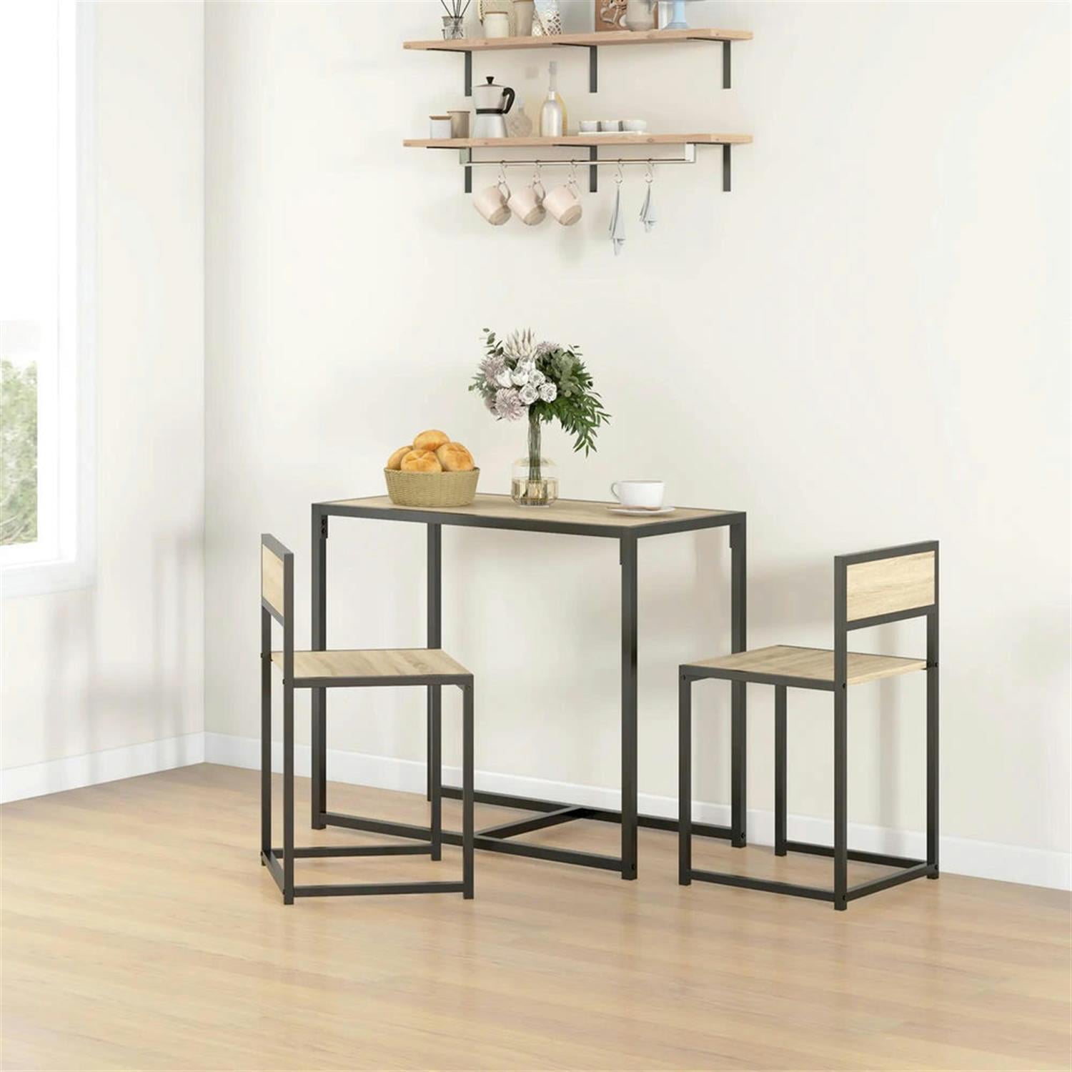 Demi Bonn 3 Piece Dining Table Set for Small Spaces,dustrial Kitchen Table and Chairs for 2 Dining Room Set with Chairs Home Furniture Rectangular, Beige