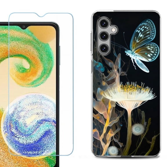 OneToughShield ® Compatible with Samsung Galaxy S24, Shockproof Fashion Phone Case, with Tempered Glass Screen Protector - Butterfly Translucent