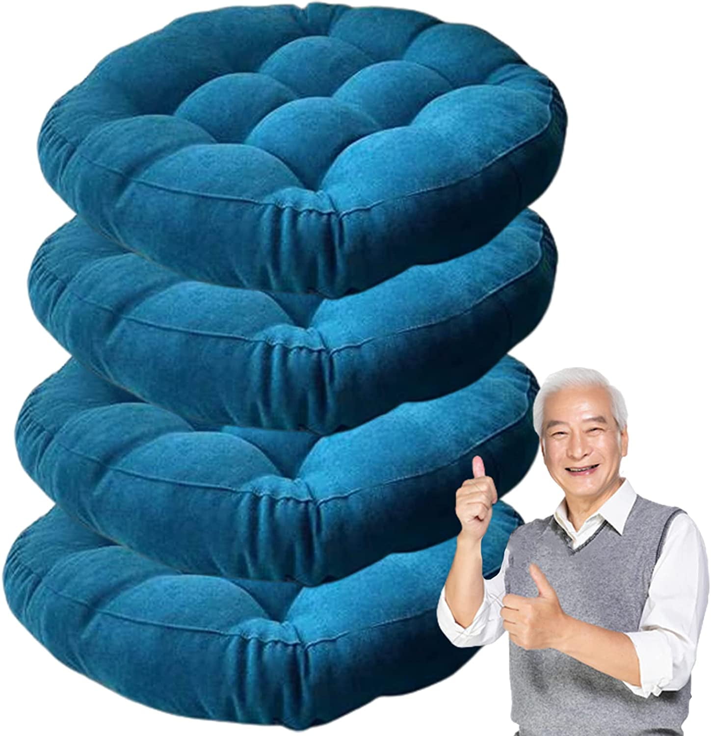 UMMH Crystal Velvet Round Floor Pillow Large Solid Pouf Tufted Thicken