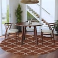 thumbnail image 4 of Brown Moroccan 6ft Round Rugs, Morocco Abstract Quatrefoil Geometric Washable Non-Slip Area Rugs for Living Room Bedroom Kitchen, Soft Low Pile Dining Room Kicthen Circle Carpet, Indoor Floor Rug, 4 of 9