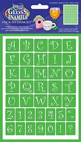 Curly Alphabet 6 by 8-Inch DecoArt AGS203-K Self-Adhesive Glass Series Americana Stencils