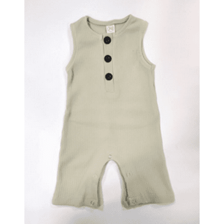 

Tregren Unisex Newborn Romper Sleeveless Rib Plain Button One Piece Jumpsuit
