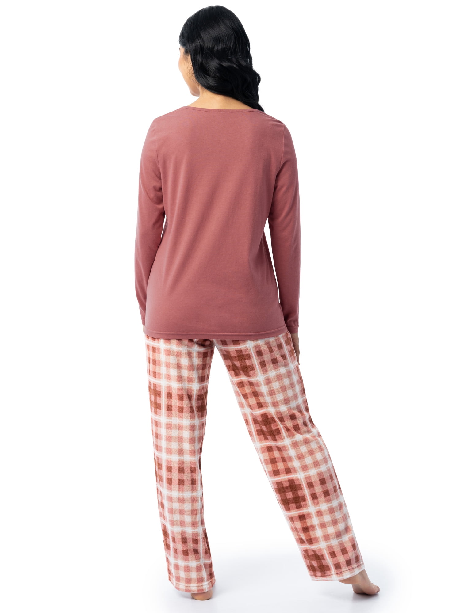 Fruit of the Loom Women's Beyond Soft Long Sleeve Top & Fleece Bottom Pajama Set, Sizes S-4X