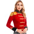 thumbnail image 2 of TiaoBug Women's Circus Ringmaster Costume Long Sleeve Fringe Jacket Halloween Party Costume Lion Tamer Suit Red XXL, 2 of 6