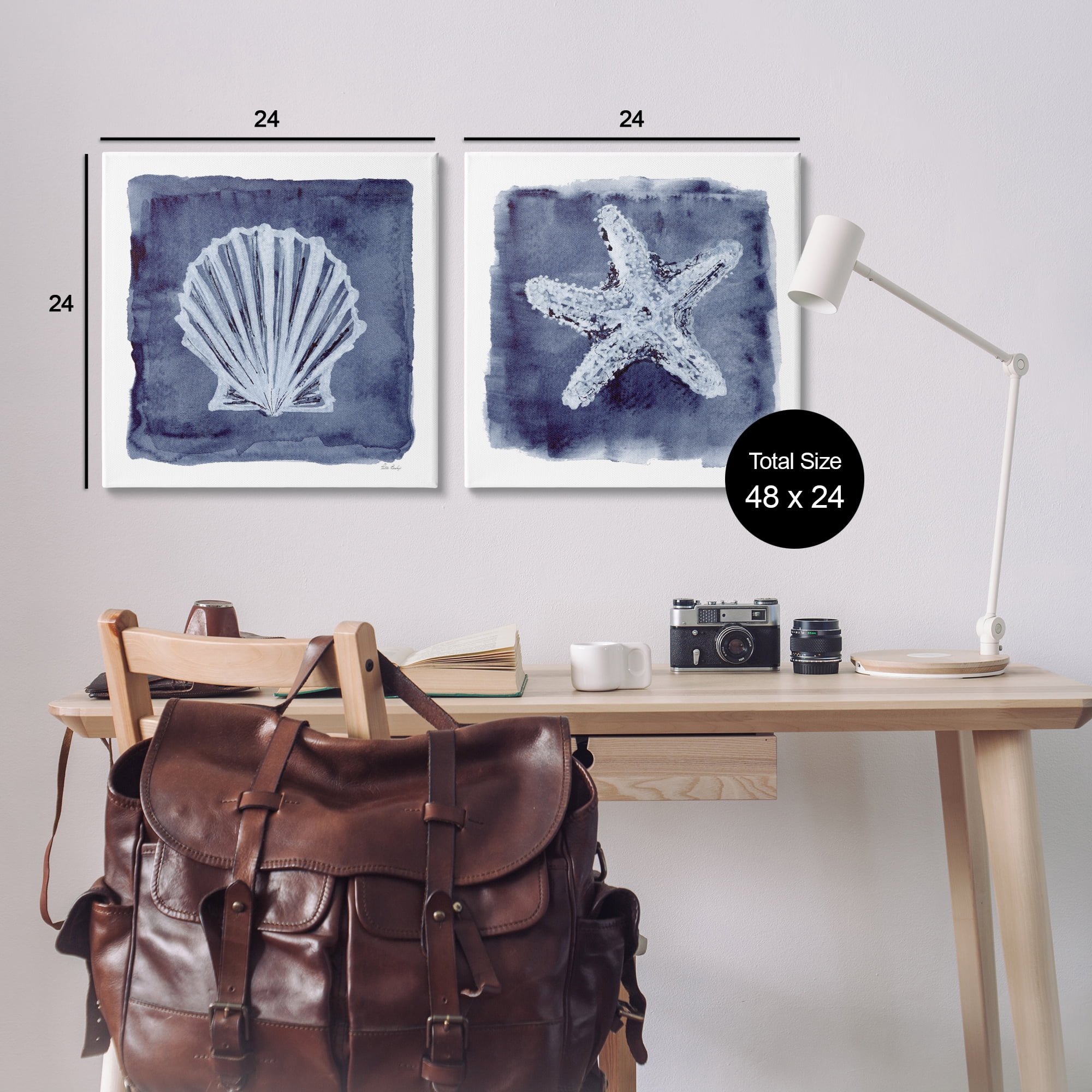 Stupell Industries Shell & Starfish Impressions Nautical & Beach Painting Wrapped Canvas Art Print Wall Art, 24 x 24, Set of 2