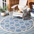 thumbnail image 2 of SAFAVIEH Courtyard Carol Geometric Indoor/Outdoor Area Rug, Blue/Beige, 7'10" x 7'10" Round, 2 of 8