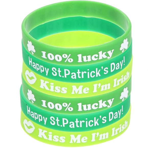 KAKOWELY 12 pulseras de silicona para el Día de San Patricio con diseño de trébol para niños y adultos.